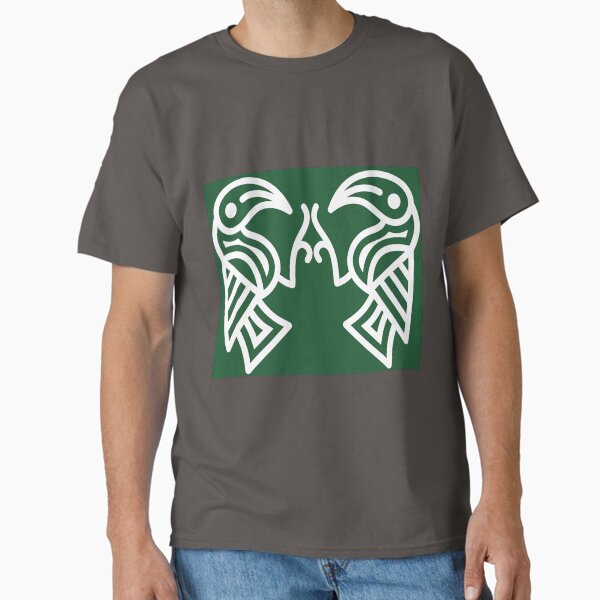 Item preview, Germanic Ravens Green background White Lines designed and sold by Odinist.