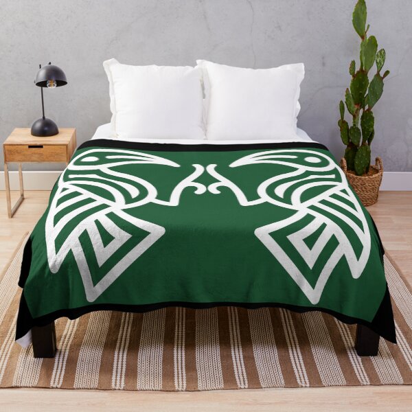 Item preview, Germanic Ravens Green background White Lines designed and sold by Odinist.