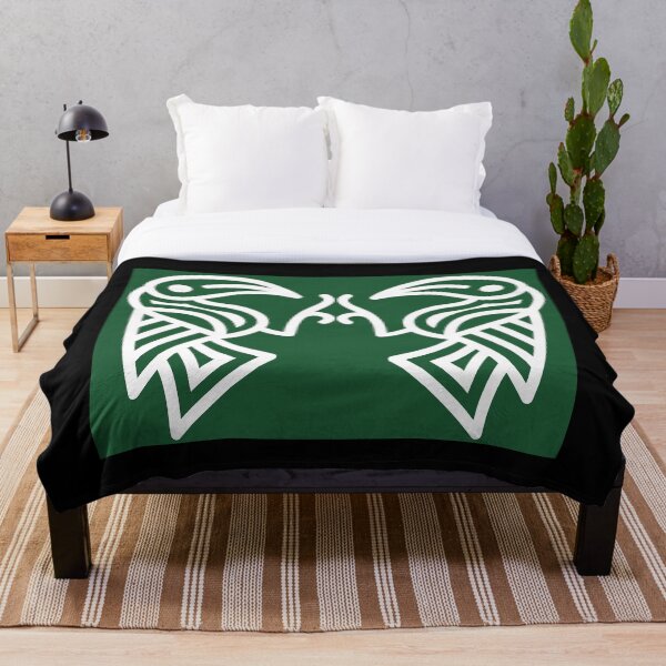 Item preview, Germanic Ravens Green background White Lines designed and sold by Odinist.