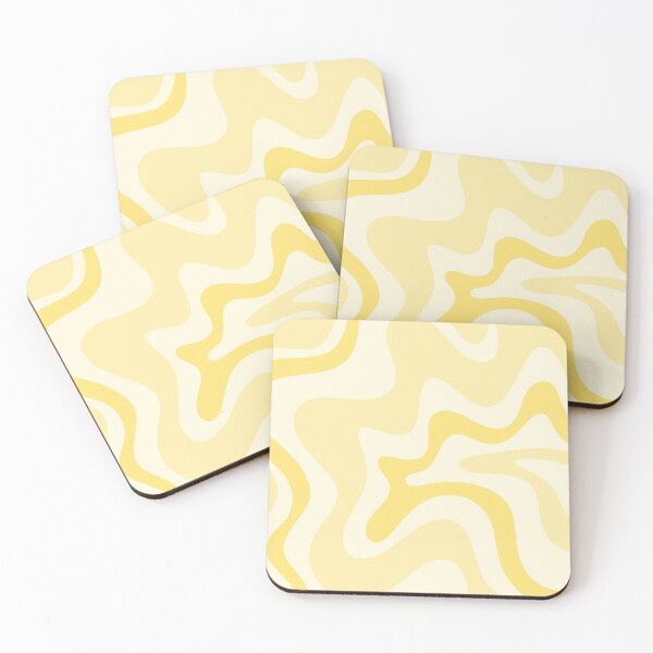 Item preview, Retro Liquid Swirl Abstract Square in Soft Pale Pastel Yellow designed and sold by kierkegaard.