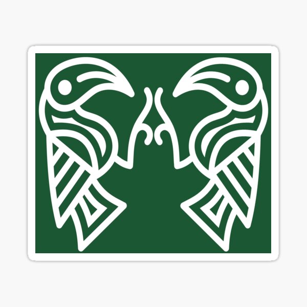 Item preview, Germanic Ravens Green background White Lines designed and sold by Odinist.