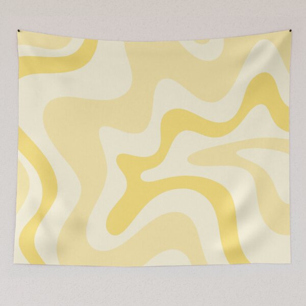 Item preview, Retro Liquid Swirl Abstract Square in Soft Pale Pastel Yellow designed and sold by kierkegaard.