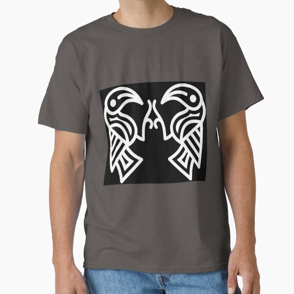Item preview, Germanic Ravens Black background White Lines designed and sold by Odinist.