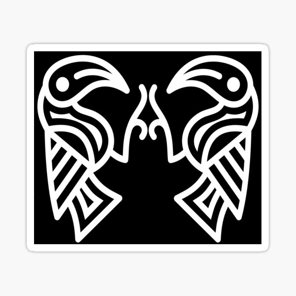 Item preview, Germanic Ravens Black background White Lines designed and sold by Odinist.