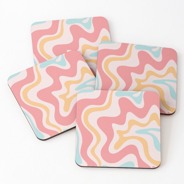 Item preview, Retro Liquid Swirl Abstract Pattern Blush Pink Mustard Aqua designed and sold by kierkegaard.