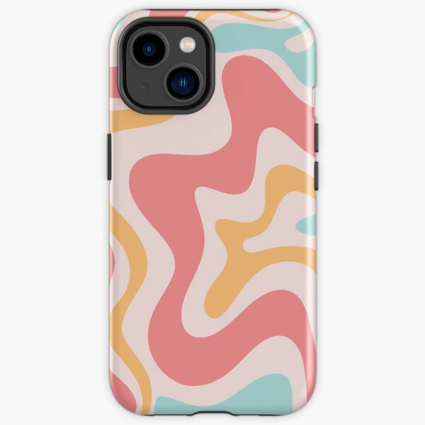 Retro Liquid Swirl Abstract Pattern Blush Pink Mustard Aqua iPhone Tough Case