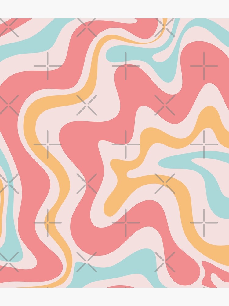 Disover Retro Liquid Swirl Abstract Pattern Blush Pink Mustard Aqua Backpack