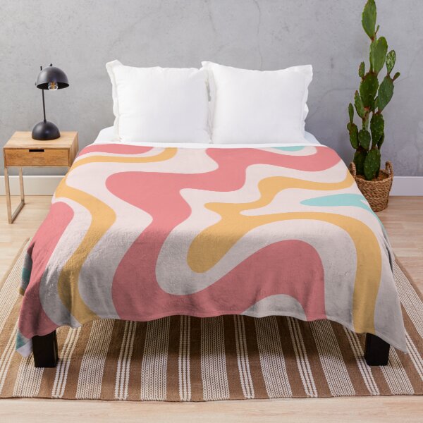 Item preview, Retro Liquid Swirl Abstract Pattern Blush Pink Mustard Aqua designed and sold by kierkegaard.