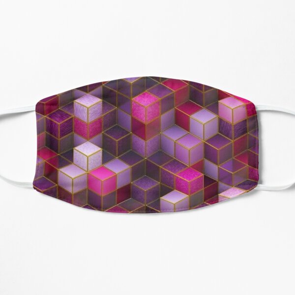 Cubes of Pink, Purple and White Flat Mask