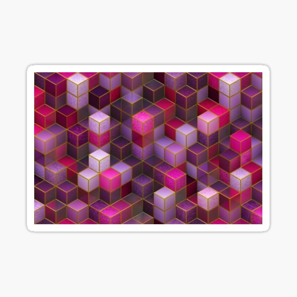 Cubes of Pink, Purple and White Sticker