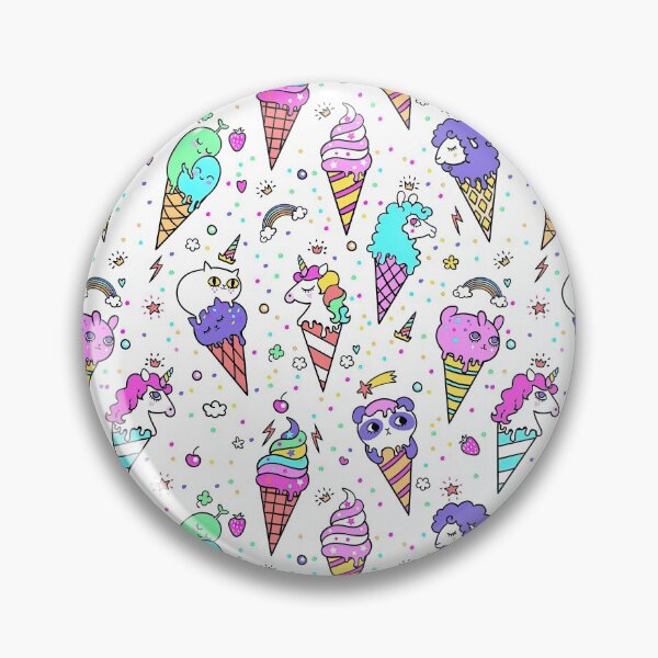 Item preview, Ice cream with cute animal faces seamless pattern on White background, Ice Cream Pattern designed and sold by graphic-genie.