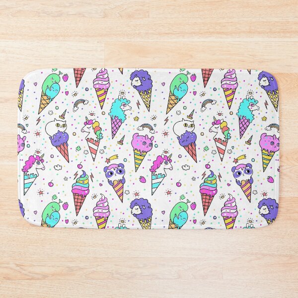 Item preview, Ice cream with cute animal faces seamless pattern on White background, Ice Cream Pattern designed and sold by graphic-genie.