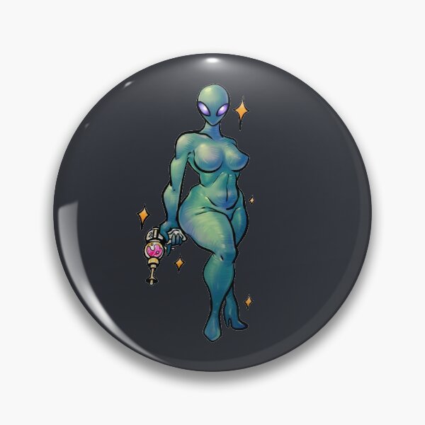 Other-Worldly Sexy Alien Babe Pin Up Pin