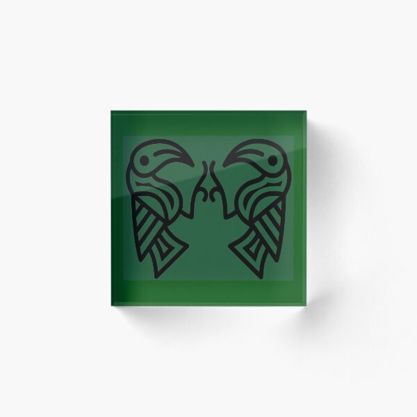 Item preview, Germanic Ravens Green background Black Lines designed and sold by Odinist.