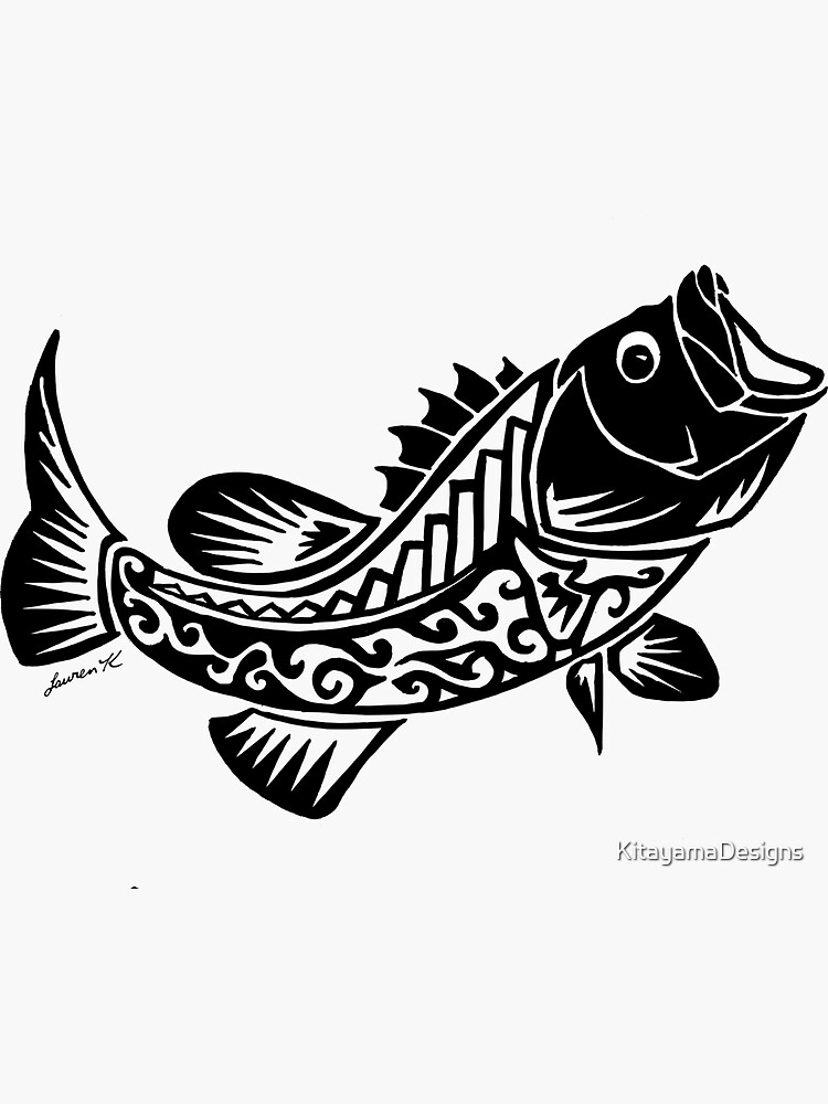 Big Mouth Bass Tribal Design | Sticker