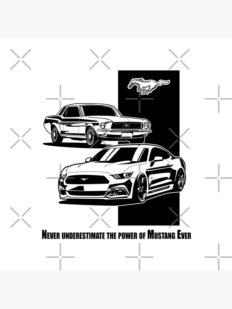 Ford Mustang first generation and latest model illustration graphics\