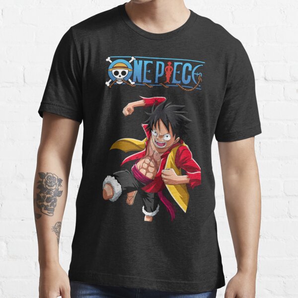 Anime One Piece Ace Half Sleeve Round Neck Mens High Quality Cotton Blend  Black Tshirts