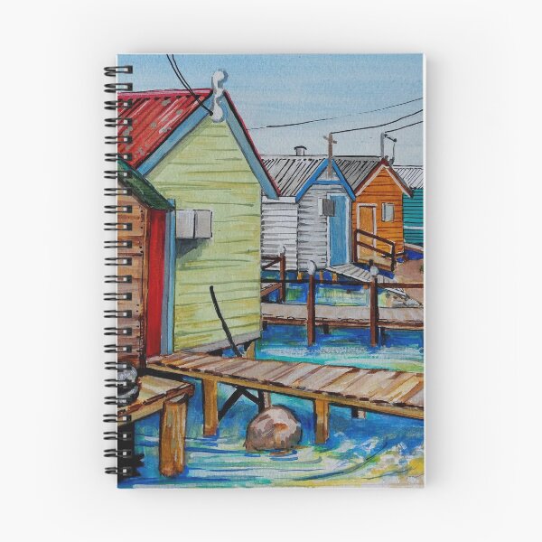Item preview, Cornelian Bay boathouses Hobart Tasmania designed and sold by SueHolmArt.