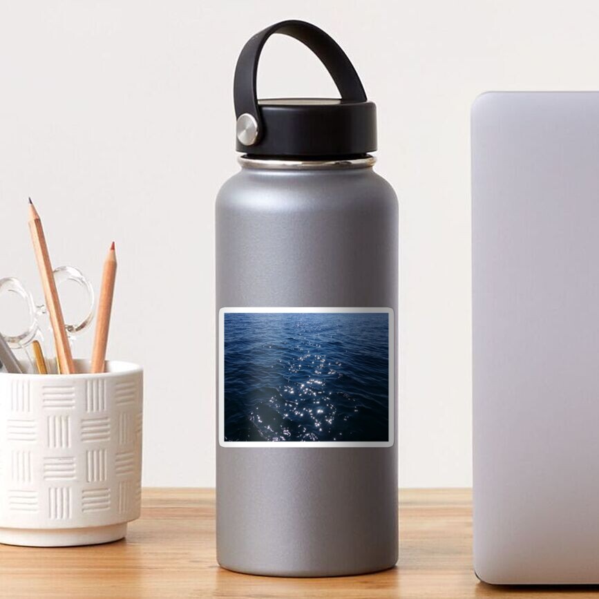 Sparkly Deep Blue Sea Waves Sticker
