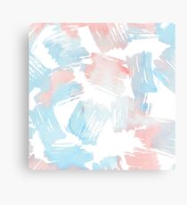 Pastel coral teal modern watercolor paint brushstrokes Canvas Print