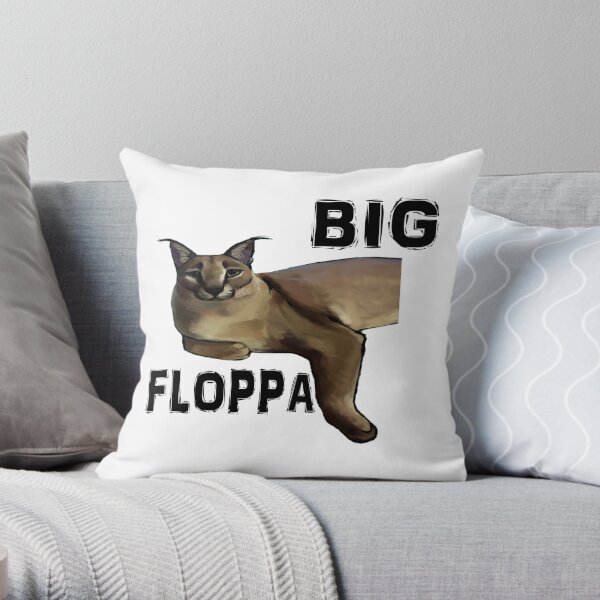 Big Floppa Meme Cat Easily Distracted by Big Floppa Throw Pillow, 18x18,  Multicolor