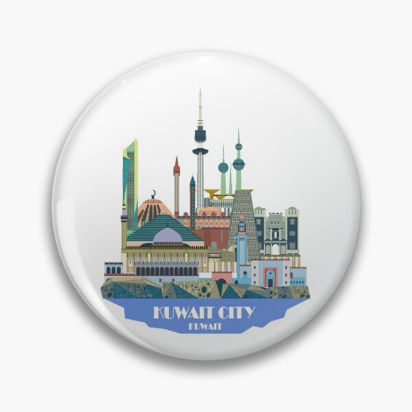 Item preview, Kuwait City, Kuwait, Travel Poster, City Print, Mosque Drawing, Tower Sketch, Palace Art, Museum Outline, Cultural Study, Bank Illustration designed and sold by Gazetteone.