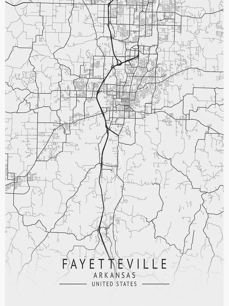 "Fayetteville Arkansas US Gray City Map" Photographic Print for
