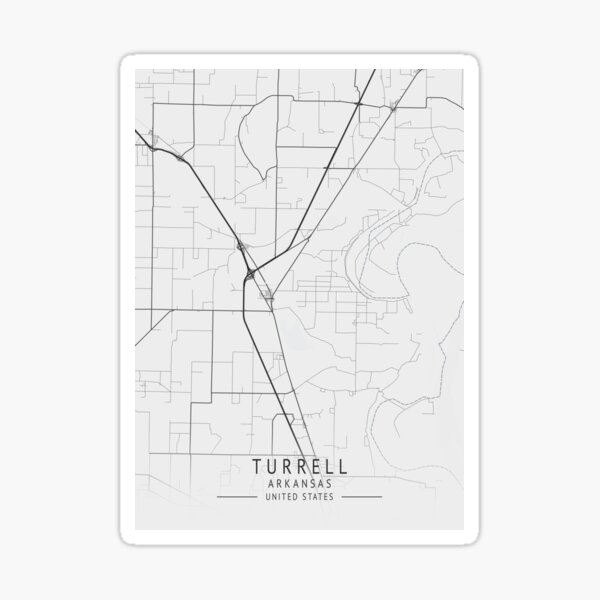 "Turrell Arkansas US Gray City Map" Sticker for Sale by ctmapprint