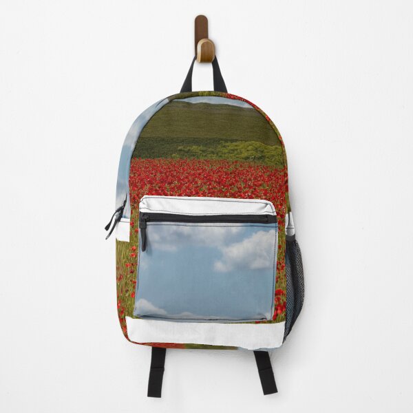 Item preview, A field of red poppies with clouds in the sky designed and sold by kathleenjean.