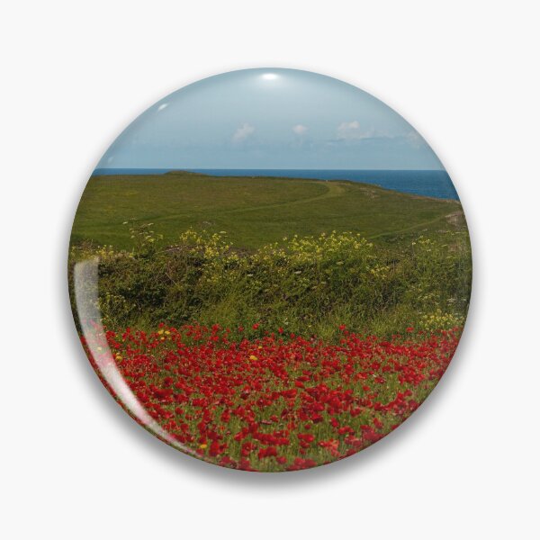 Item preview, A field of red poppies with the ocean designed and sold by kathleenjean.