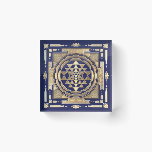 GOLDEN SRI YANTRA (deep ocean background) Acrylic Block