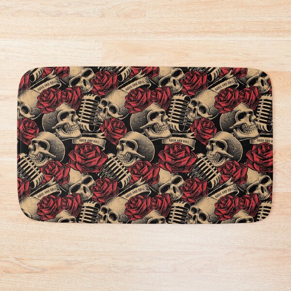 Item preview, Old School Traditional Tattoo Skulls and Roses All Over Pattern designed and sold by TammiPrez.