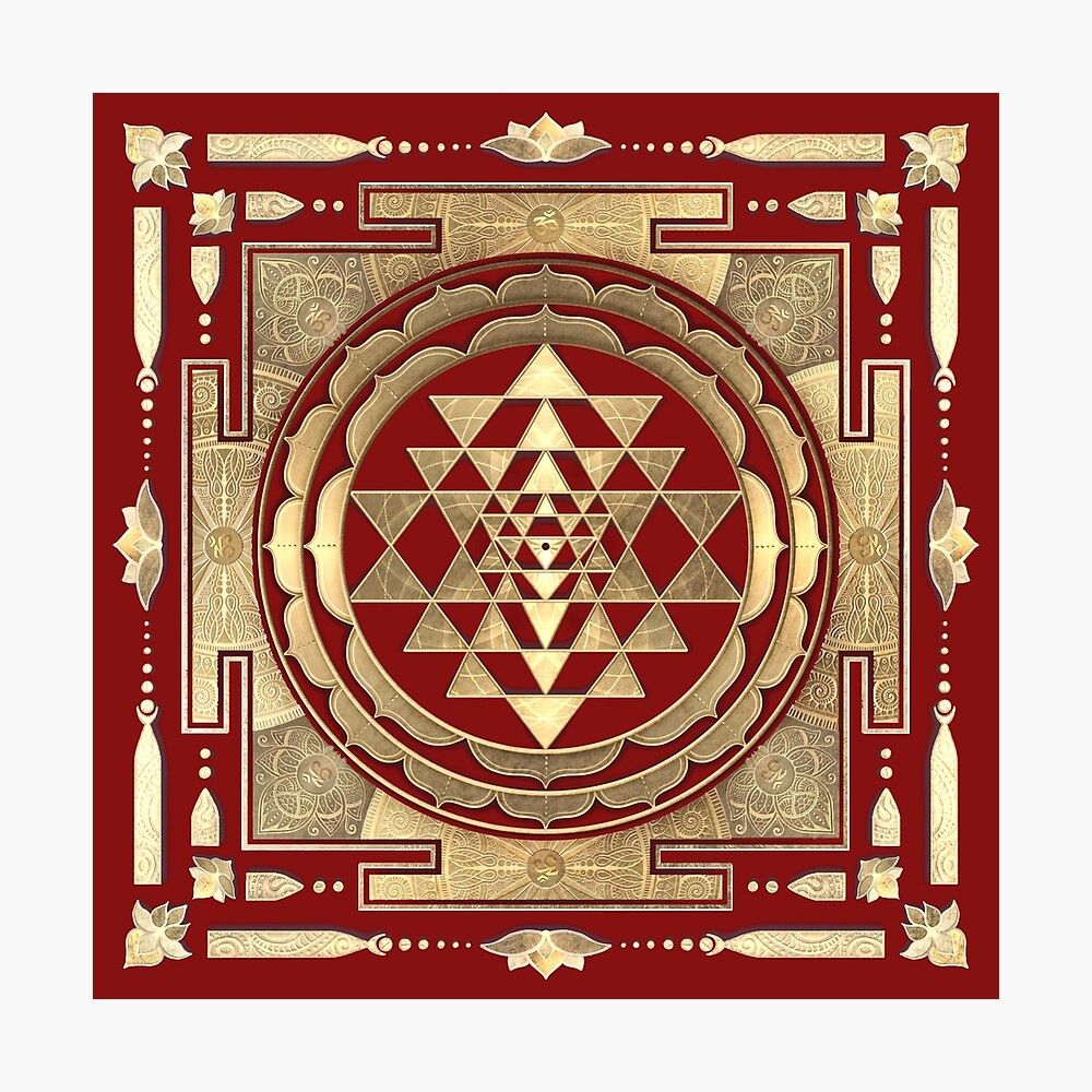 GOLDEN SRI YANTRA (temple umber background)