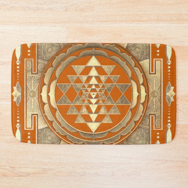 Item preview, GOLDEN SRI YANTRA (temple orange background) designed and sold by DigitalZealot.