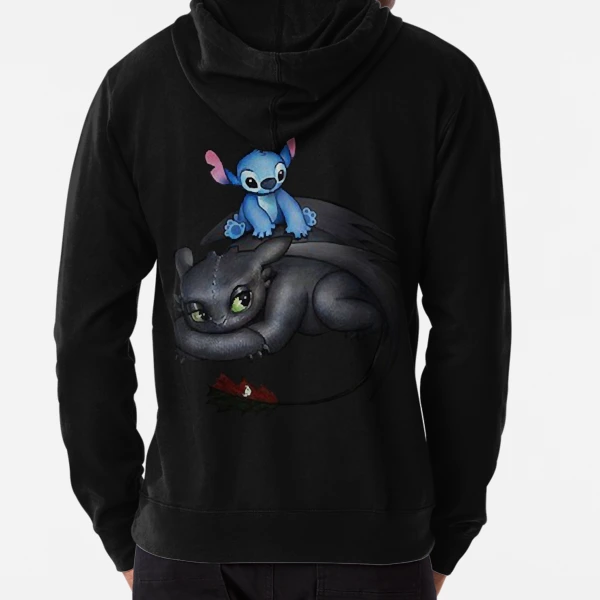 Stitch Sitting On Toothless Funny  Lightweight Hoodie for Sale by