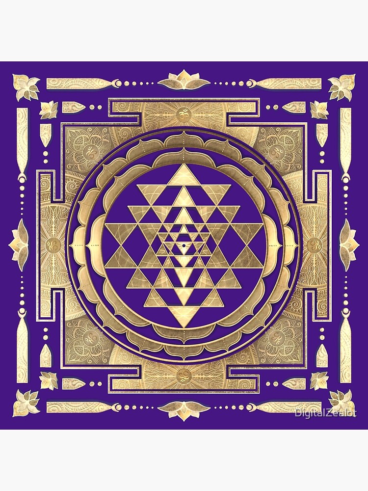 Disover GOLDEN SRI YANTRA (plum purple background) Premium Matte Vertical Poster