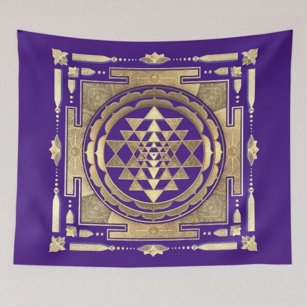 Item preview, GOLDEN SRI YANTRA (plum purple background) designed and sold by DigitalZealot.