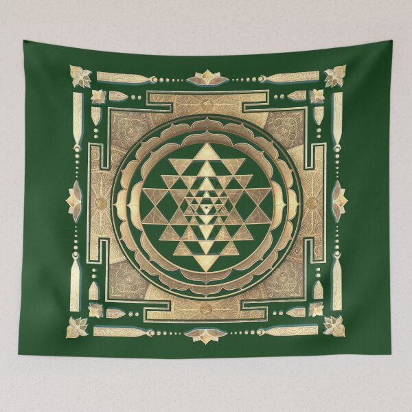 Item preview, GOLDEN SRI YANTRA (forest green background) designed and sold by DigitalZealot.