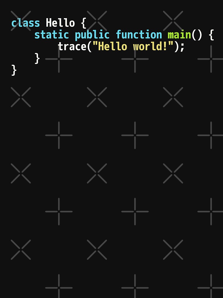 Hello World Haxe Code - Dark Syntax Scheme Coder Design by geeksta