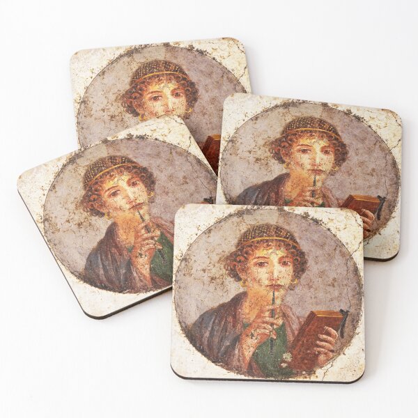 Item preview, SAPPHO POMPEII FRESCO Antique Roman Wall Painting designed and sold by BulganLumini.
