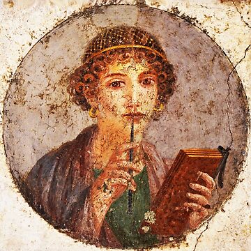 Artwork thumbnail, SAPPHO POMPEII FRESCO Antique Roman Wall Painting by BulganLumini