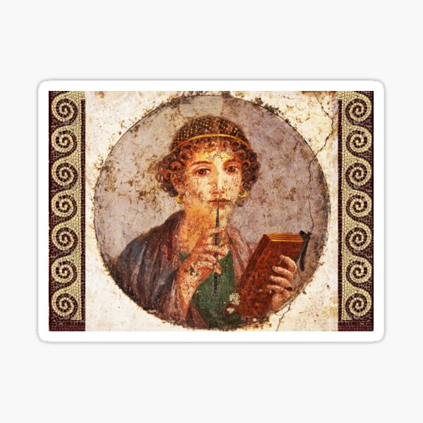 Item preview, SAPPHO POMPEII FRESCO Antique Roman Wall Painting designed and sold by BulganLumini.