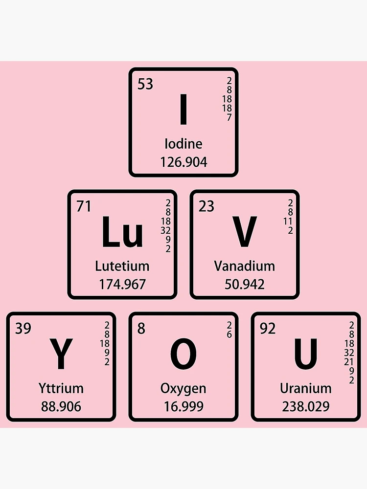  I Lv U - I Love You Periodic Table Elements Ladies V-Neck T- Shirt (Black, X-Small) : Clothing, Shoes & Jewelry