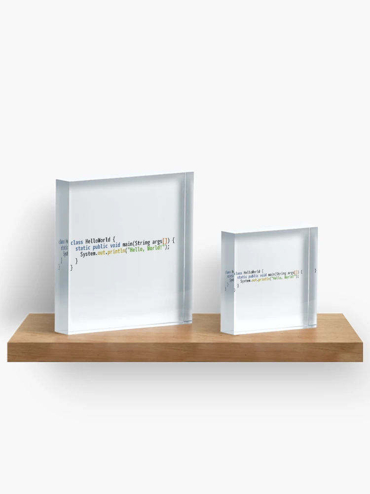 Thumbnail 3 von 5, Acrylblock, Hello World Java Code - Helles Syntax Schema Coder Design designt und verkauft von geeksta.