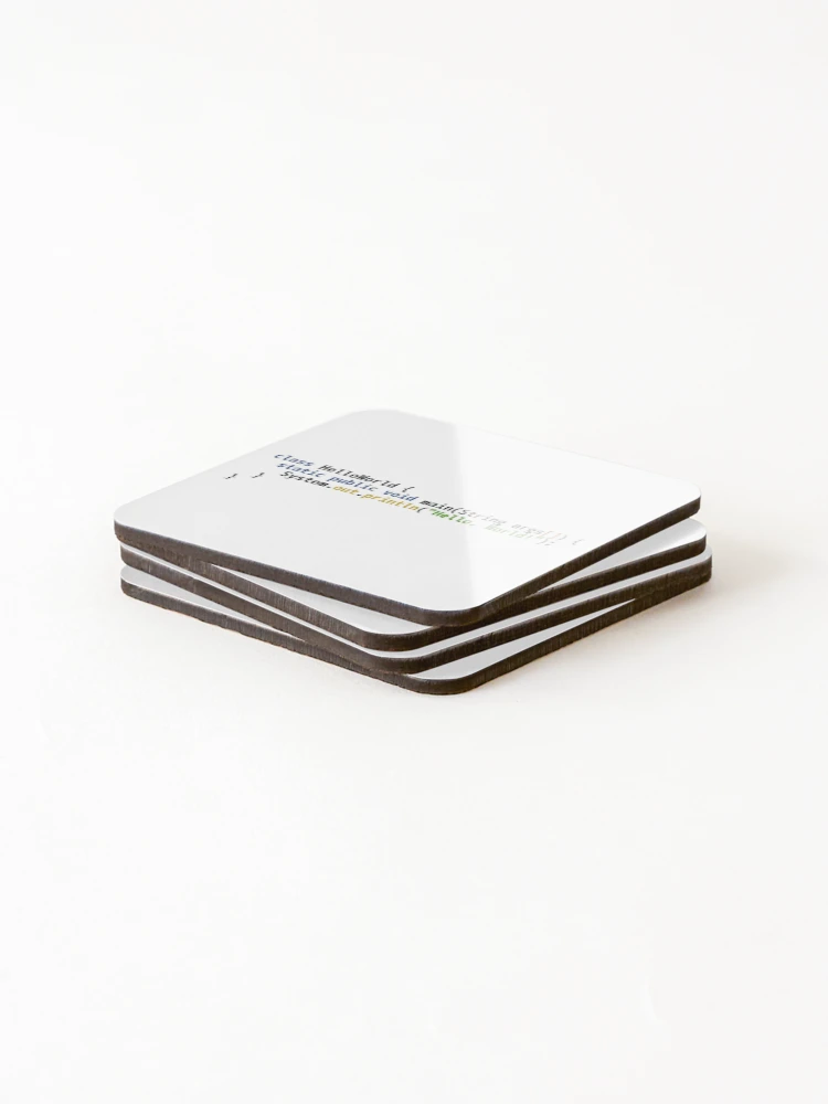Thumbnail 4 of 5, Coasters (Set of 4), Hello World Java Code - Light Syntax Scheme Coder Design designed and sold by geeksta.