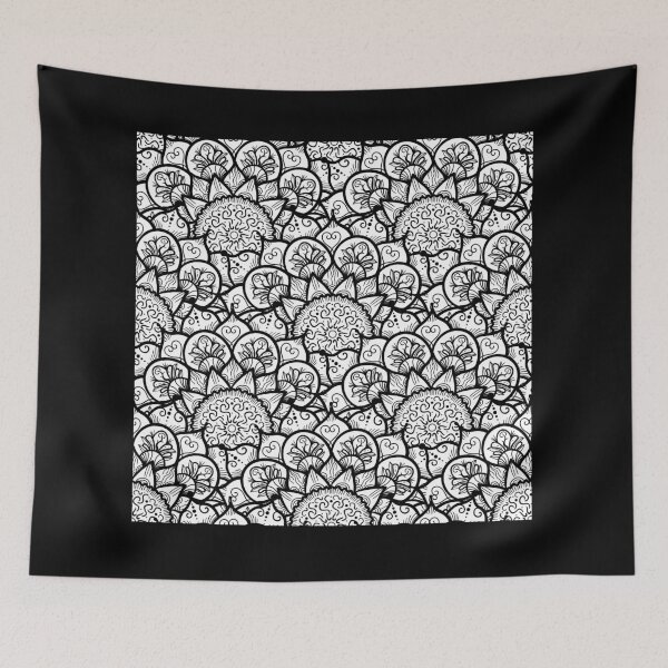 Item preview, Flower Mandala Infinity Pattern Black and White designed and sold by GoldenZodiac888.