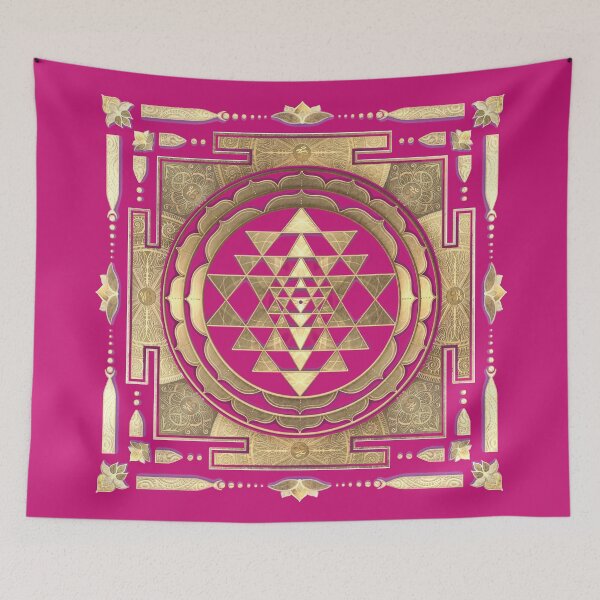 Item preview, GOLDEN SRI YANTRA (lotus pink background) designed and sold by DigitalZealot.