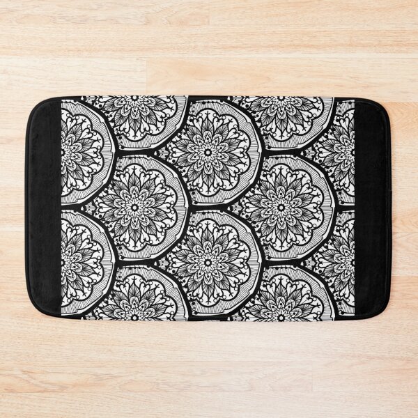 Item preview, Flower Mandalas Pattern Black and White designed and sold by GoldenZodiac888.