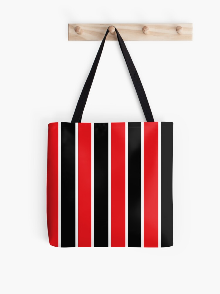 red and white striped tote