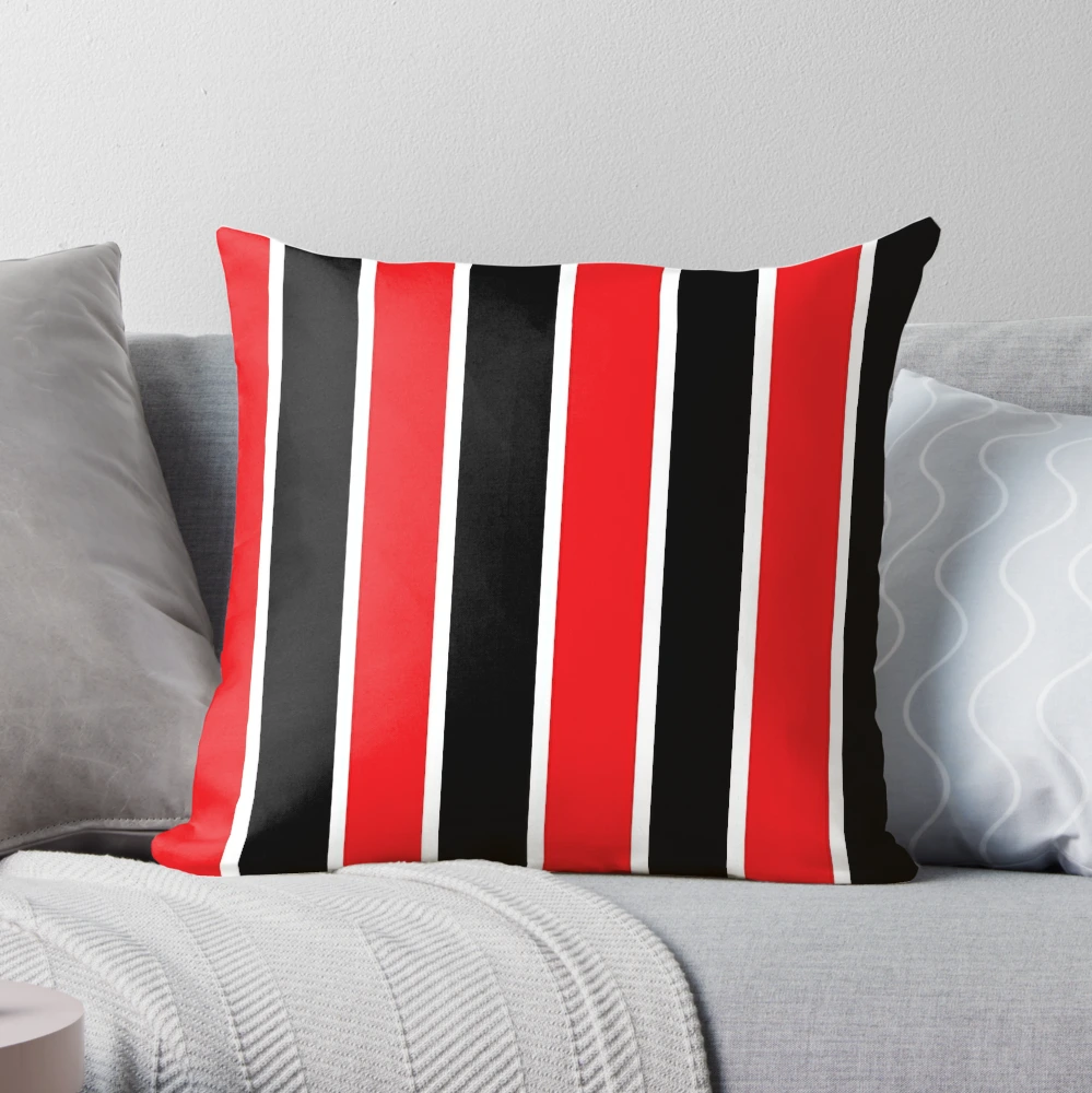 Red White and Black-Striped Pillow for Sale by PharrisArt